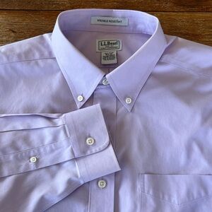 LL Bean Men’s Dress Shirt Lavender/Purple Cotton Long Sleeve Button Up 16.5-35